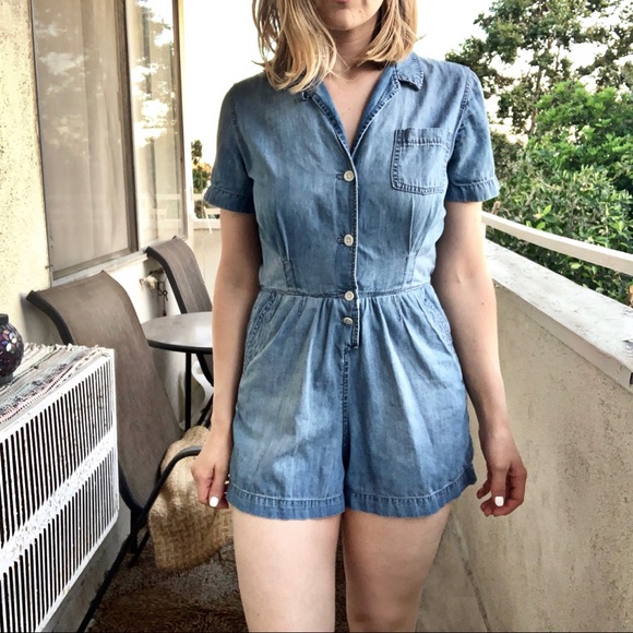J.Crew Chambray Denim Romper - Picture 1 of 6